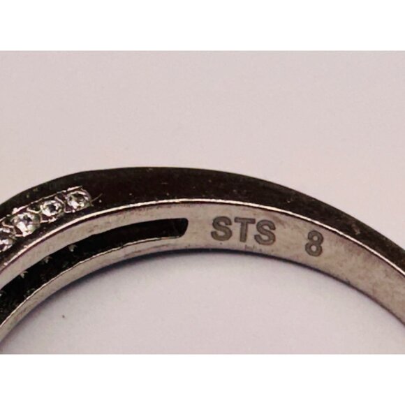 Estate Sterling Silver 925 Red Emerald Cut Gemstone Ring Split Shank Size 8 - Picture 10 of 11